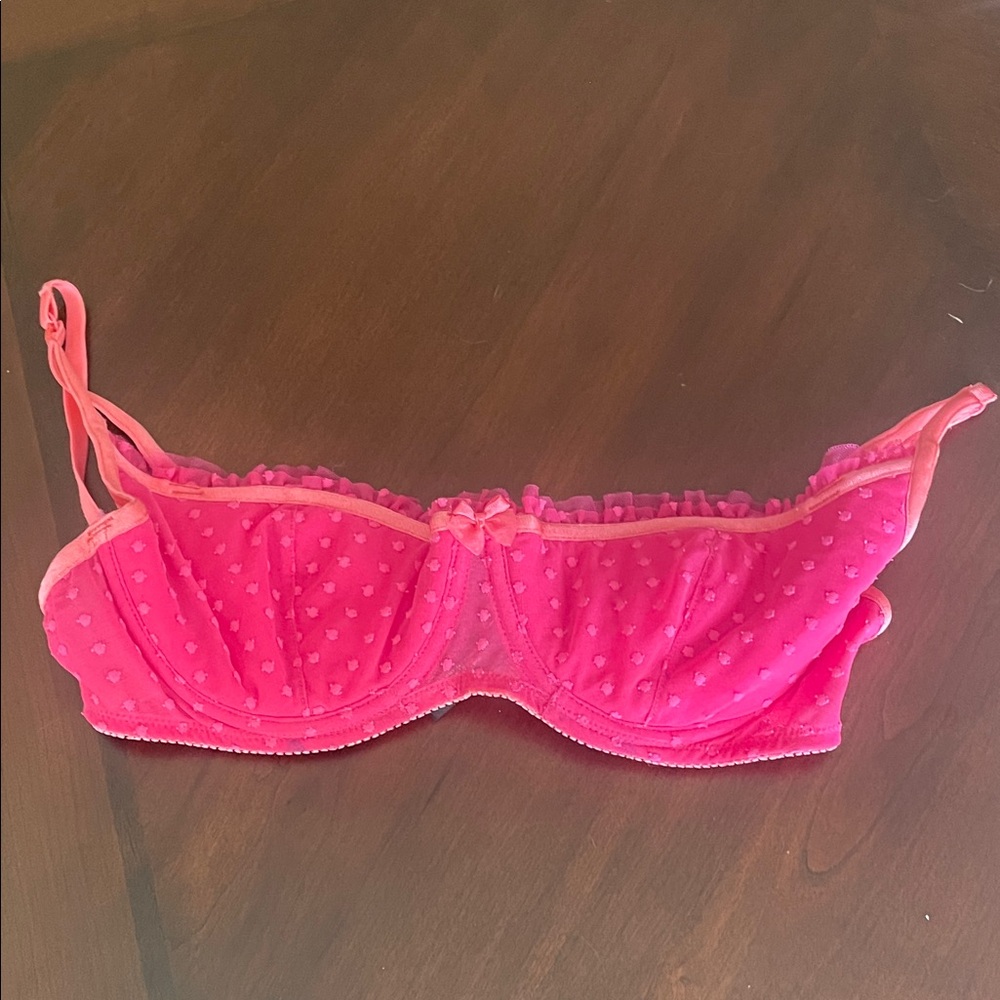 Victoria's Secret Hot Pink Heart-Patterned Bra